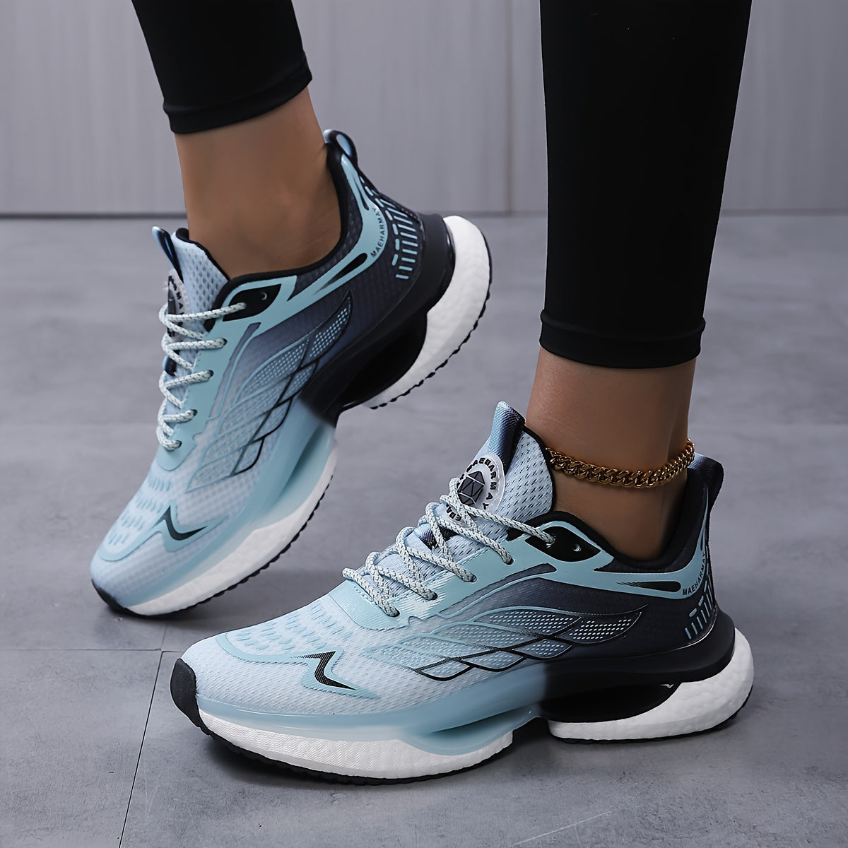 Women's Breathable Mesh Platform Sneakers - Casual Lace-Up Outdoor Shoes, Comfortable Low Top Running Shoes, Plus Size