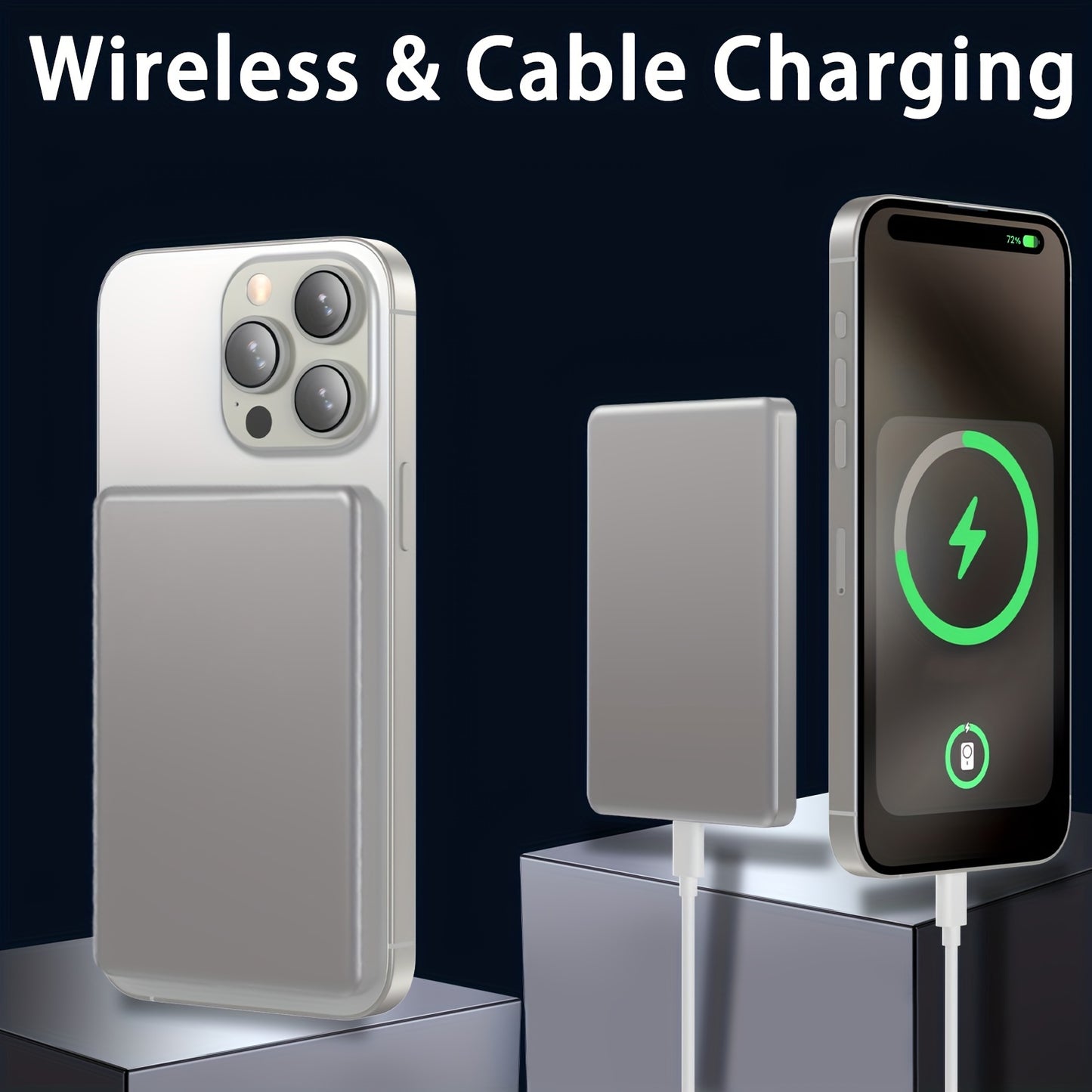 5000mAh Wireless Power Bank – Fast Charging Battery Pack with USB-C, MagSafe-Compatible, 20W Quick Charge for iPhone 15/14/13/12 Series