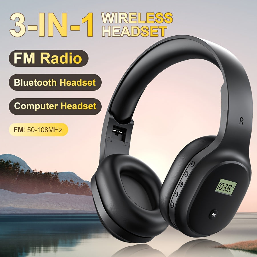 3 in 1 Multifunction Wireless Headphones - Audio Cable, Charging Cable, 650mAh Rechargeable Battery