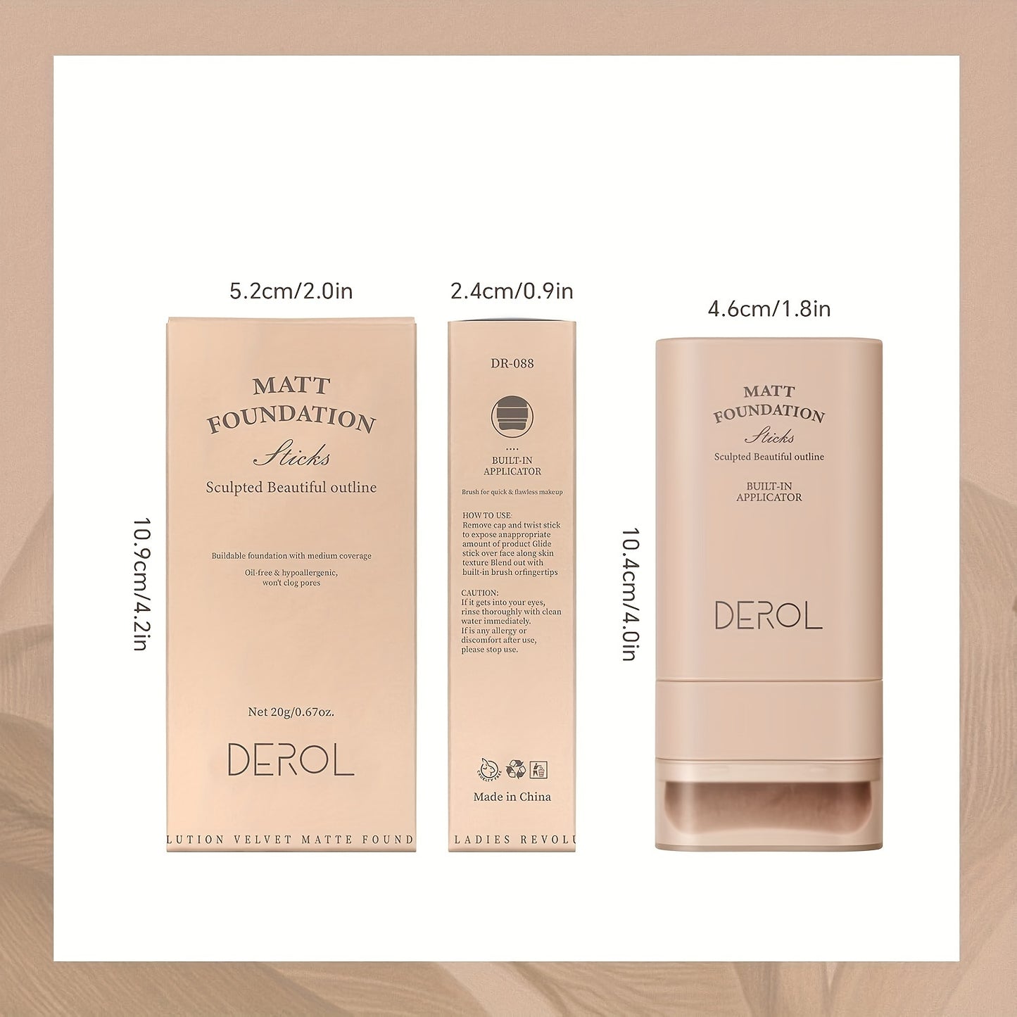 Velvet Matte Foundation Stick with Brush - Hydrating Concealer Cream, Long-Lasting, Natural Effect, Multi-Tone Coverage, Under 1 Fl Oz