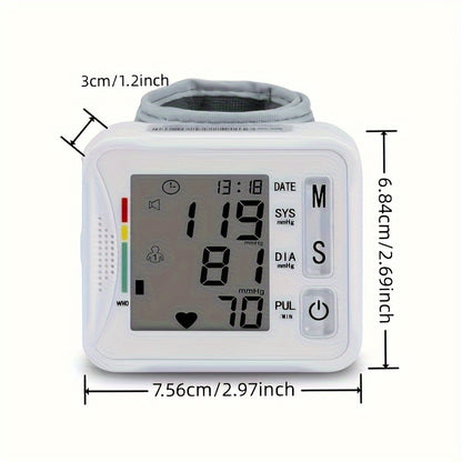 Taikon W01 Digital Blood Pressure Monitor - LCD Display, Battery-Powered, Adjustable Wrist Cuff, Irregular Heartbeat Detection - Medical Device, No Batteries Included