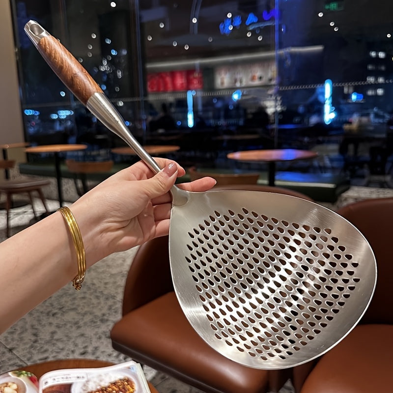 Stainless Steel Large Colander Skimmer – Kitchen Strainer for Frying and Hot Pot, Durable Draining Accessory for Cooking and Baking