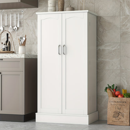 47 Inch White Kitchen Pantry Storage Cabinet – Freestanding Pantry with Doors & Adjustable Shelves, Buffet Cupboard for Kitchen, Living Room, Dining Room