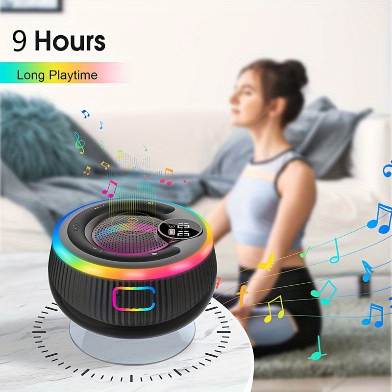 Portable Wireless Bathroom Speaker with Suction Cup - Stereo Sound, Built-In Microphone, 9-Hour Battery Life - Ideal for Travel, Parties and Outdoor Use