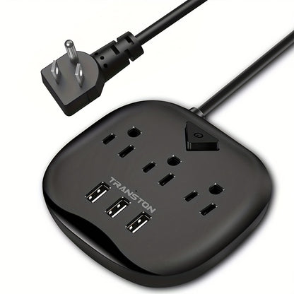 US Standard Slant Flat Plug Power Outlet – 3 Outlets & 3 USB Ports, Desktop Charging Station with 3.3ft, 5ft, 10ft Cords, Sturdy & Durable for Home, Office & Travel, Black & White