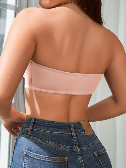 Front Buckle Strapless Bra: Wireless Non-Padded Bandeau Bra for Women, Lingerie and Underwear