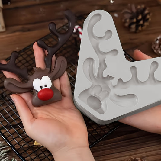 Festive Christmas Reindeer Silicone Mold – BPA-Free Mold for Chocolates, Candies, Cake Decorations & Sugar Crafts