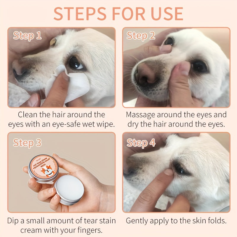 Pet Tear Stain Prevention Balm - Natural Eye Care for Dogs & Cats, Safe, Non-Irritating, Gently Cleanses & Repels Tears