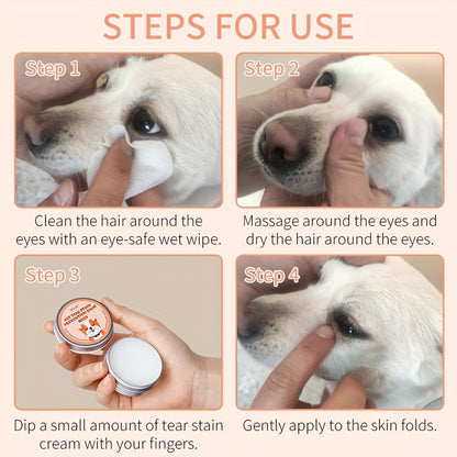 Pet Tear Stain Prevention Balm - Natural Eye Care for Dogs & Cats, Safe, Non-Irritating, Gently Cleanses & Repels Tears
