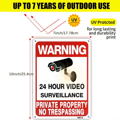4pcs No Trespassing Signs - Private Property Warning Aluminum Security Camera Signs for Home & Yard, 7x10 Inches