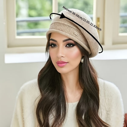 Women's Stretchy Beanie Hat with Pocket - Soft & Cozy Acrylic Knit Cap for Autumn and Winter