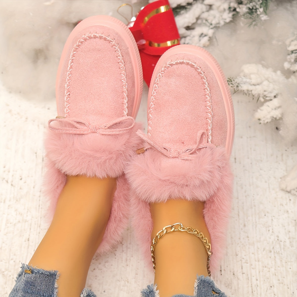 Women's Warm Plush Winter Ankle Boots - Cozy Snow Boots for Cold Weather