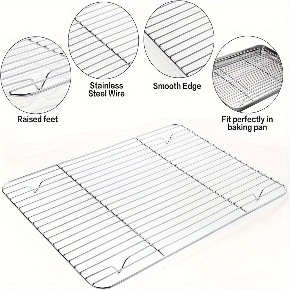6 Piece Stainless Steel Baking Sheet & Rack Set – Heavy-Duty, Non-Toxic, Easy-Clean Oven Trays with Cooling Racks, Dishwasher Safe