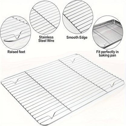 6 Piece Stainless Steel Baking Sheet & Rack Set – Heavy-Duty, Non-Toxic, Easy-Clean Oven Trays with Cooling Racks, Dishwasher Safe