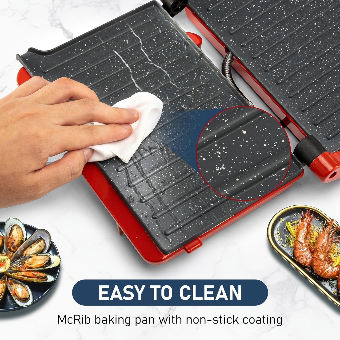 180-Degree 3-in-1 Electric Indoor Grill and Panini Press - Non-Stick Cooking Plates, Floating Hinge, Grease Tray