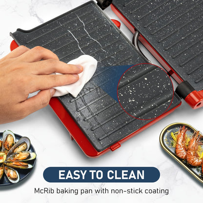 180-Degree 3-in-1 Electric Indoor Grill and Panini Press - Non-Stick Cooking Plates, Floating Hinge, Grease Tray