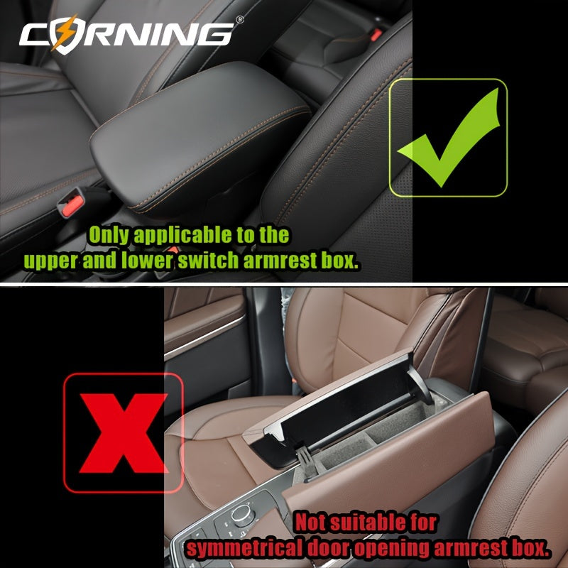 CORNING Luxury Faux Leather Car Armrest Pad – Waterproof, Extended and Heightened Center Console Cushion for Enhanced Comfort