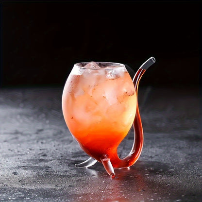 Creative Wine Glass with Built-In Straw - Versatile Glass Cup for Juice, Ice Cream, Champagne, Party Supplies, and Drinkware for Restaurants, Cafes, Bars
