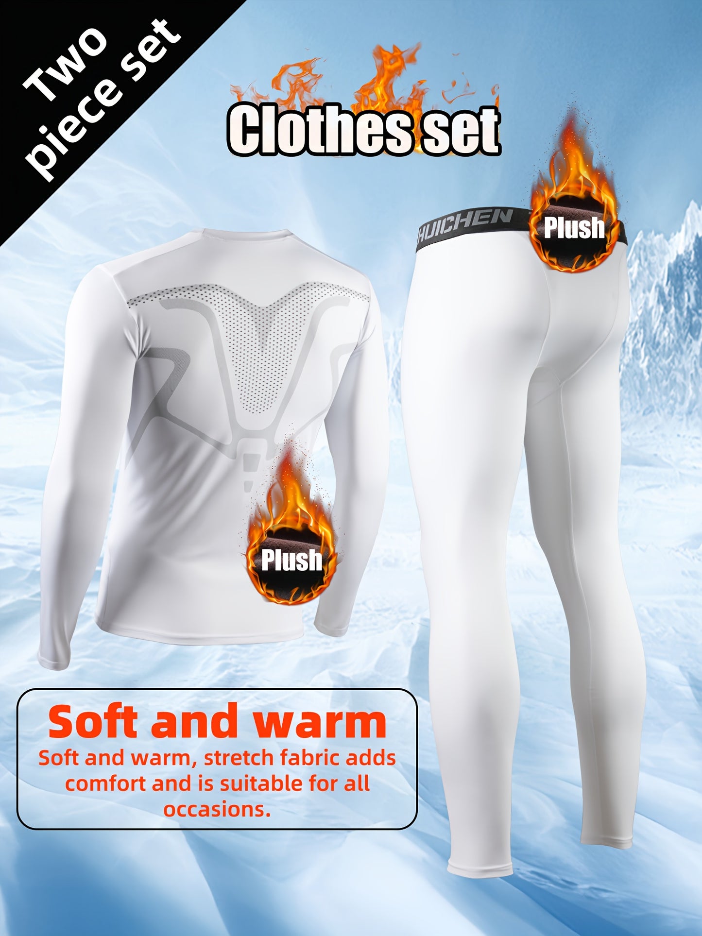 Men's Thermal Compression Base Layer Set - Moisture-Wicking Sports Long Sleeve & Leggings for Running & Fitness