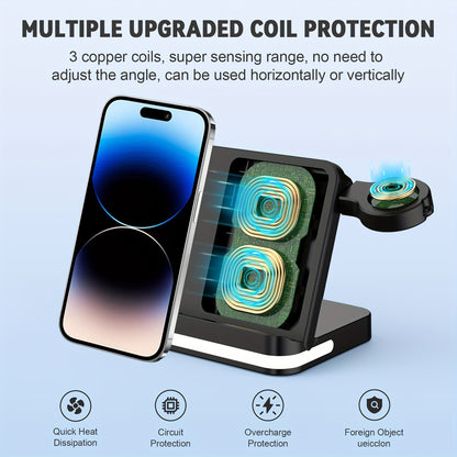 4 in 1 Wireless Charger Station for Samsung Z Fold 5 - Foldable Fast Charging Dock for Galaxy Z Fold 4/3, Z Flip 5/4/3, S24/S23/S22, Note20/10 Ultra, Watch 6/5/Pro/4/3, Earbuds 2/2 Pro/Live