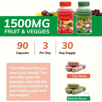 Balance of Nature Fruit & Vegetable Whole Food Supplement, Superfoods for Men, Women, and Children, 90 Fruit & 90 Vegetable Capsules (1 Set)