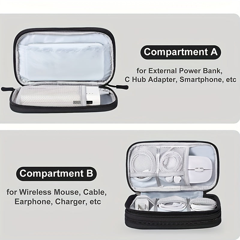 Premium Travel Cable Organizer Bag - Double Layer Waterproof Pouch - Portable and Convenient Cable Storage for Effortless Travel