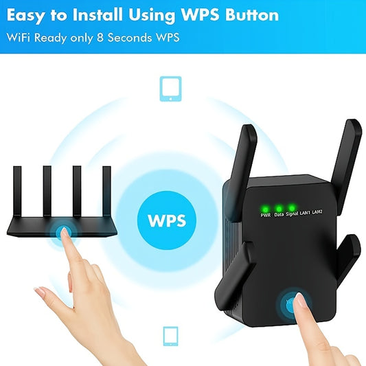 2023 WiFi Extender - 8470 Sq. Ft. Coverage, 2.4GHz, 1-Tap Setup, Ethernet Port, WiFi Booster for Home