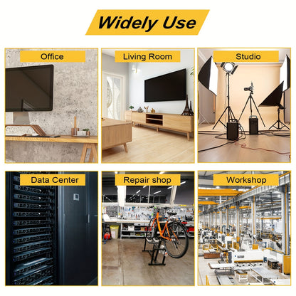 24 Outlet Heavy Duty Metal Power Strip - 10 Ft Extension Cord, Wall Mountable, Surge Protected, Space-Saving Design for Industrial, Commercial, and Home Use