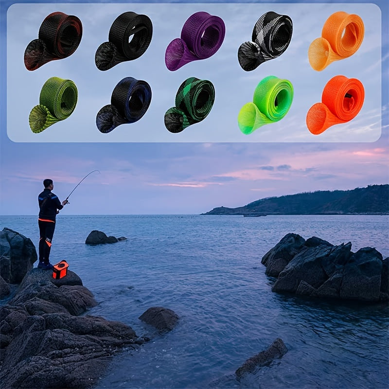 12 Pack Braided Mesh Fishing Rod Sleeves – Ideal for Protecting Casting and Spinning Rods, Perfect for Sea Fishing and Tackle Storage