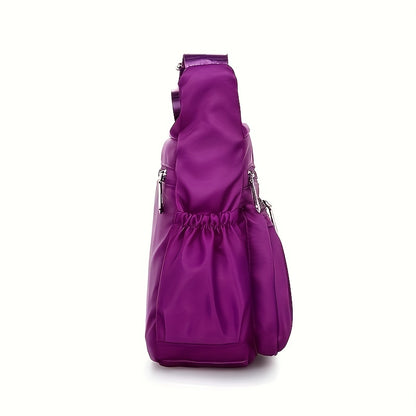 Waterproof Nylon Crossbody Bag for Women - Multi-Compartment Shoulder Purse with Zipper, Casual Everyday Bag for Middle-Aged and Elderly