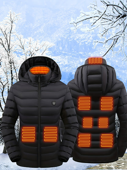 Women's Waterproof Heated Jacket - USB Electric with 3 Heating Levels & 9 Zones for Outdoor Camping, Hiking & Skiing (Battery Pack Not Included)