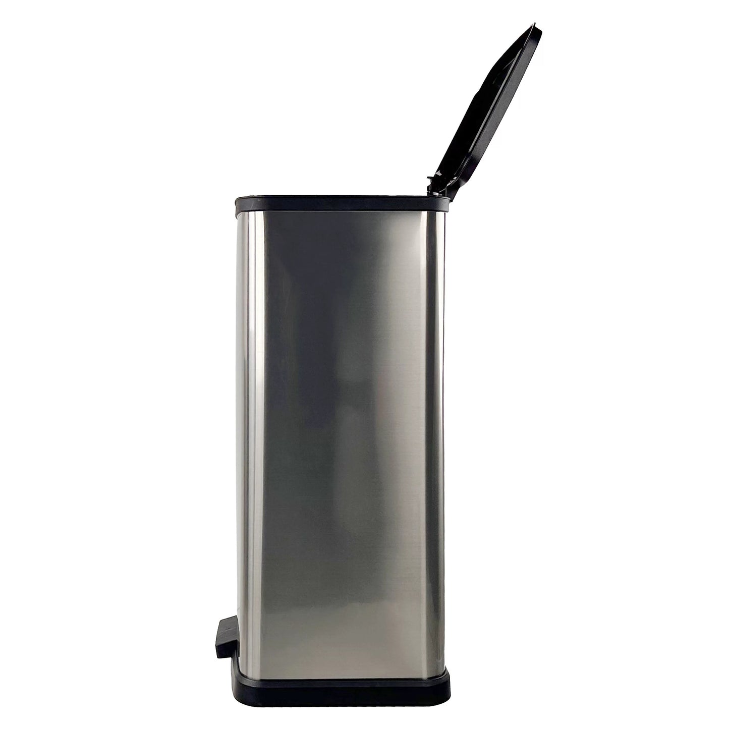 13.2 Gallon Plastic Rectangular Step Trash Can – Silver Kitchen Waste Bin