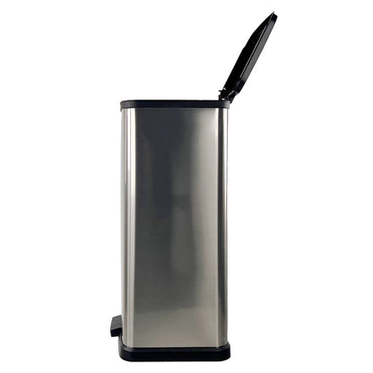 13.2 Gallon Plastic Rectangular Step Trash Can – Silver Kitchen Waste Bin