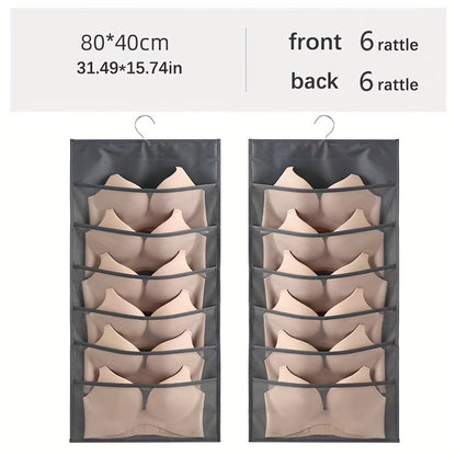 Double-Sided Underwear Organizer Bag - Versatile Lingerie and Socks Storage, Space-Saving, Travel-Friendly with Easy-to-Hang Feature