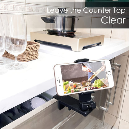 Foldable Travel Phone Stand – Airplane Seat Mount Holder, Adjustable & Rotatable, Portable, Compact, Space-Saving Design for Train, Flight, Desk