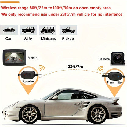 Wireless Backup Camera Kit with 4.3" Monitor – Easy Plug and Play Installation, Super Night Vision for Safe Reversing and Parking
