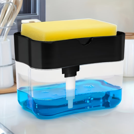 Dish Soap Dispenser and Sponge Holder - Metallic Silver, For Hotel Kitchen Sink, No Sponge Included, 0.37lb