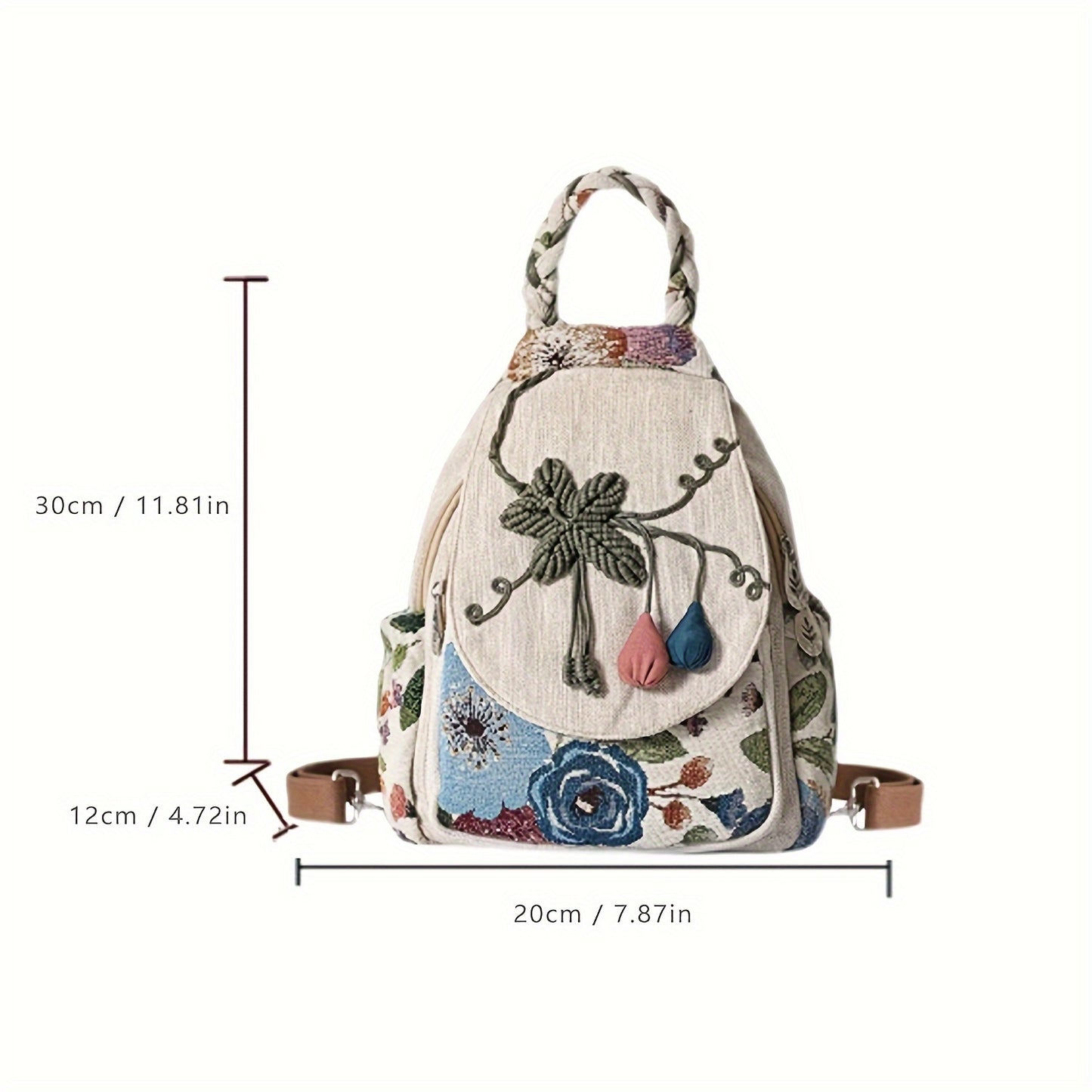 Women's Embroidered Backpack - Lightweight & Artistic Crossbody Daypack Bag