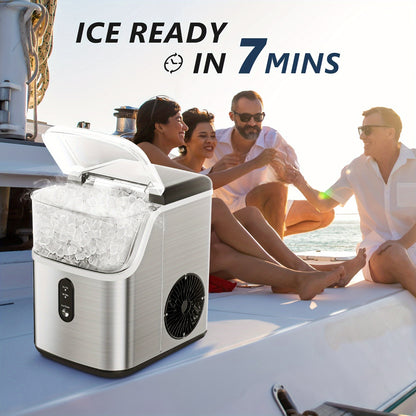 34Lbs Nugget Ice Maker & 26Lbs Bullet Ice Maker - Soft Chewable Crushed Ice Machine, Portable Countertop Ice Maker with Auto-Cleaning, Basket & Scoop, One-Button Operation for Home Use