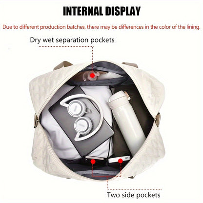 Luxury Large Capacity Duffel Bag – Versatile Shoulder & Crossbody Tote with Dry-Wet Separation Pockets and Dual Side Pockets for Travel & Gym