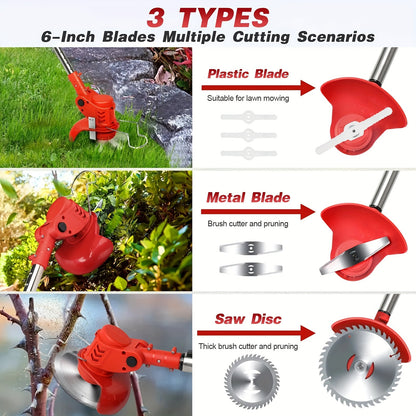 1000W High-Power Cordless Weed Eater - Stainless Steel Electric Brush Lawn Edger, Advanced Grass String Trimmer - Universal, Lightweight Design for Year-Round Lawn Care