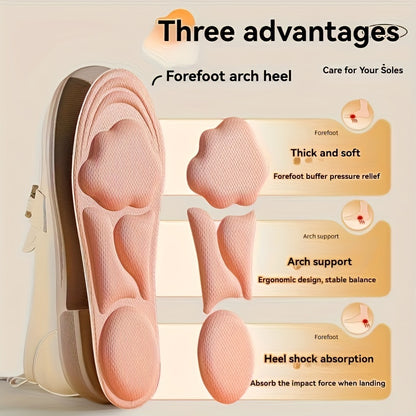 Cherry Blossom Pink Women's 6D Cloud Insoles – Thick, Comfortable & Breathable for Sports and Casual Wear