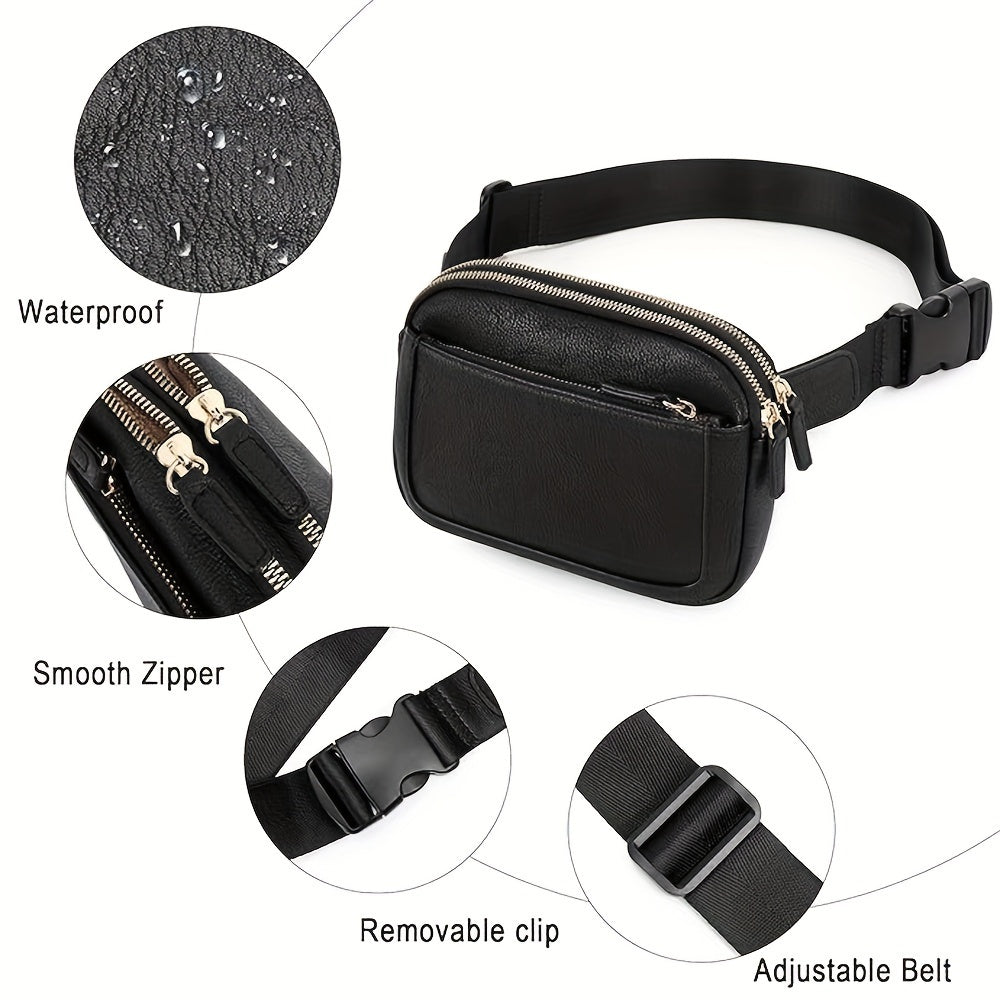 Fashion Crossbody Bag with Adjustable Strap - Lightweight PU Leather Waist Bag, Portable Fanny Pack for Outdoor Sports and Fitness
