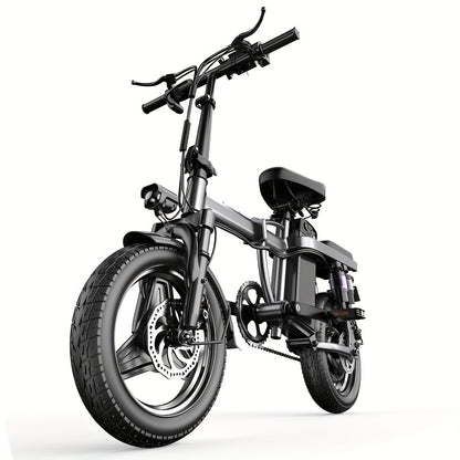 High-Performance Folding Electric Bike - 500W Motor, 14" Tire, 20MPH Speed, 25 Miles Range, Dual Suspension, 48V 13AH Battery - Ideal Commuter Ebike for Adults