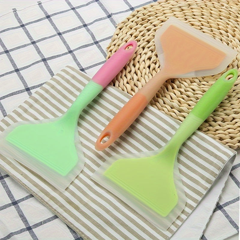 Premium Tamagoyaki Silicone Spatula - Heat-Resistant, Non-Stick with Wide Mouthed Ergonomic Grip - Ideal for Pizza, Frying, Grilling, Pancakes, Fluorescent Green, Eid Al-Adha Mubarak