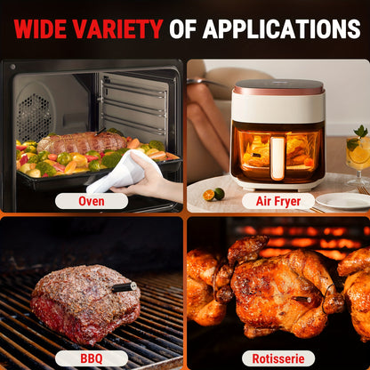 500-ft Wireless Meat Thermometer – Digital Cooking Thermometer with Temperature Alarm for Oven, Grill, BBQ, Smoker & Rotisserie