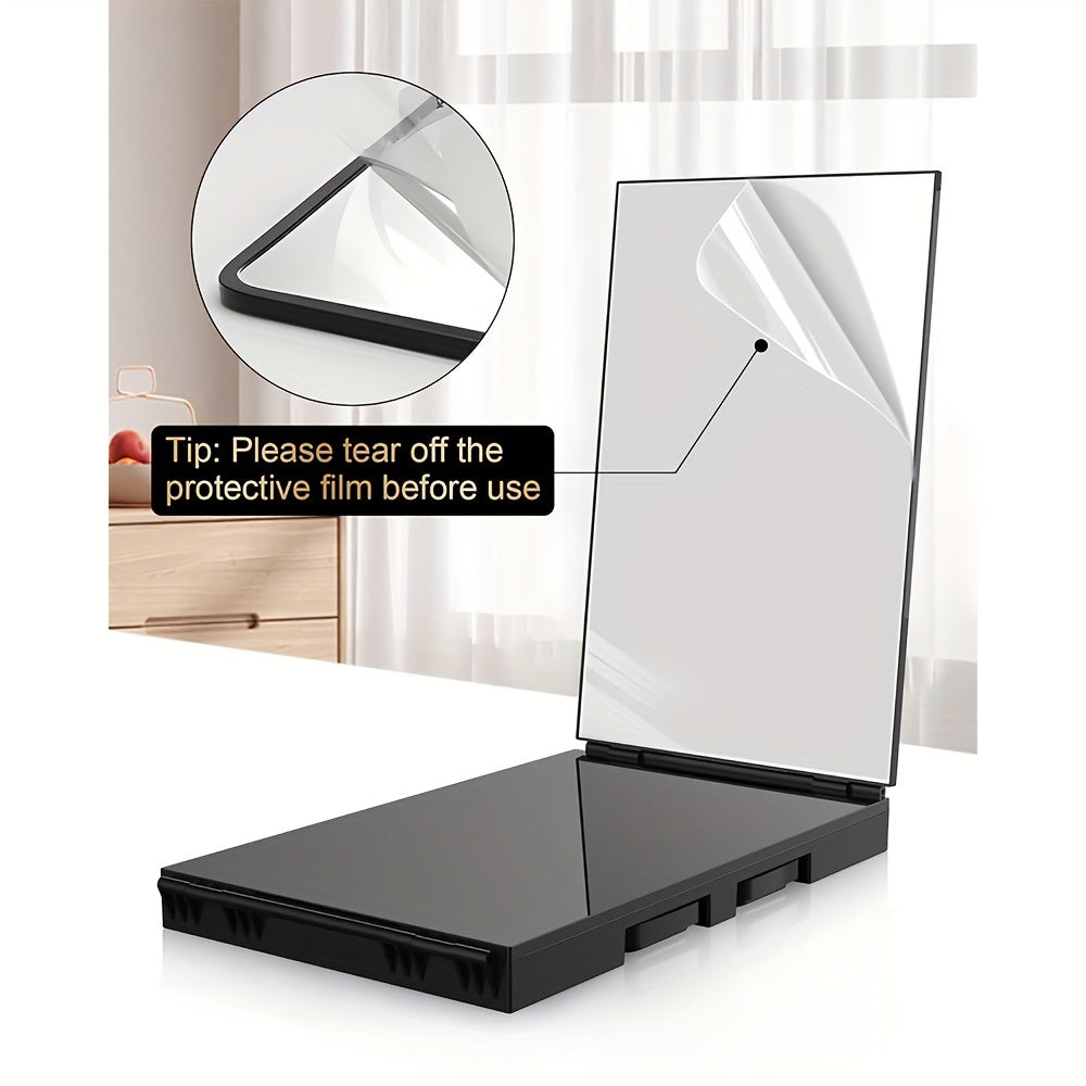 3-Way Compact Travel Mirror for Self Hair Cutting - 360° Wide Viewing Angle, Clear Anti-Fog HD Glass, Portable and Easy to Use for Men and Women