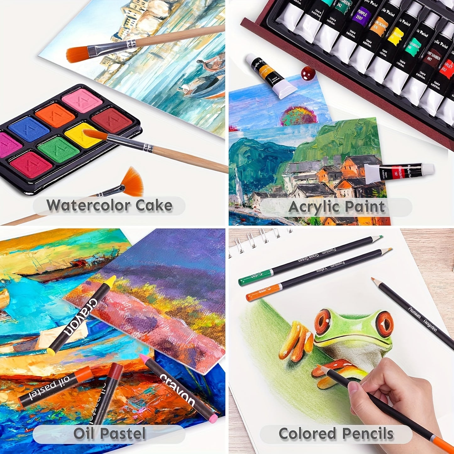 175 Piece Deluxe Art Set with 2 Drawing Pads - Professional Art Kit in Wooden Case, Includes Crayons, Acrylic Paints, Colored Pencils for Artists & Teens, Ideal for Halloween and Christmas Gifts