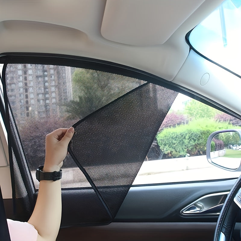 4 Pack Car Window Sunshade Curtains – Magnetic Attachment, Polyester Thermal Insulated Fabric, Sun Blocker Panels for Vehicle Protection