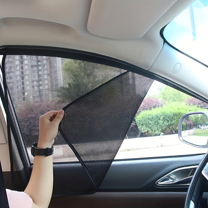 4 Pack Car Window Sunshade Curtains – Magnetic Attachment, Polyester Thermal Insulated Fabric, Sun Blocker Panels for Vehicle Protection